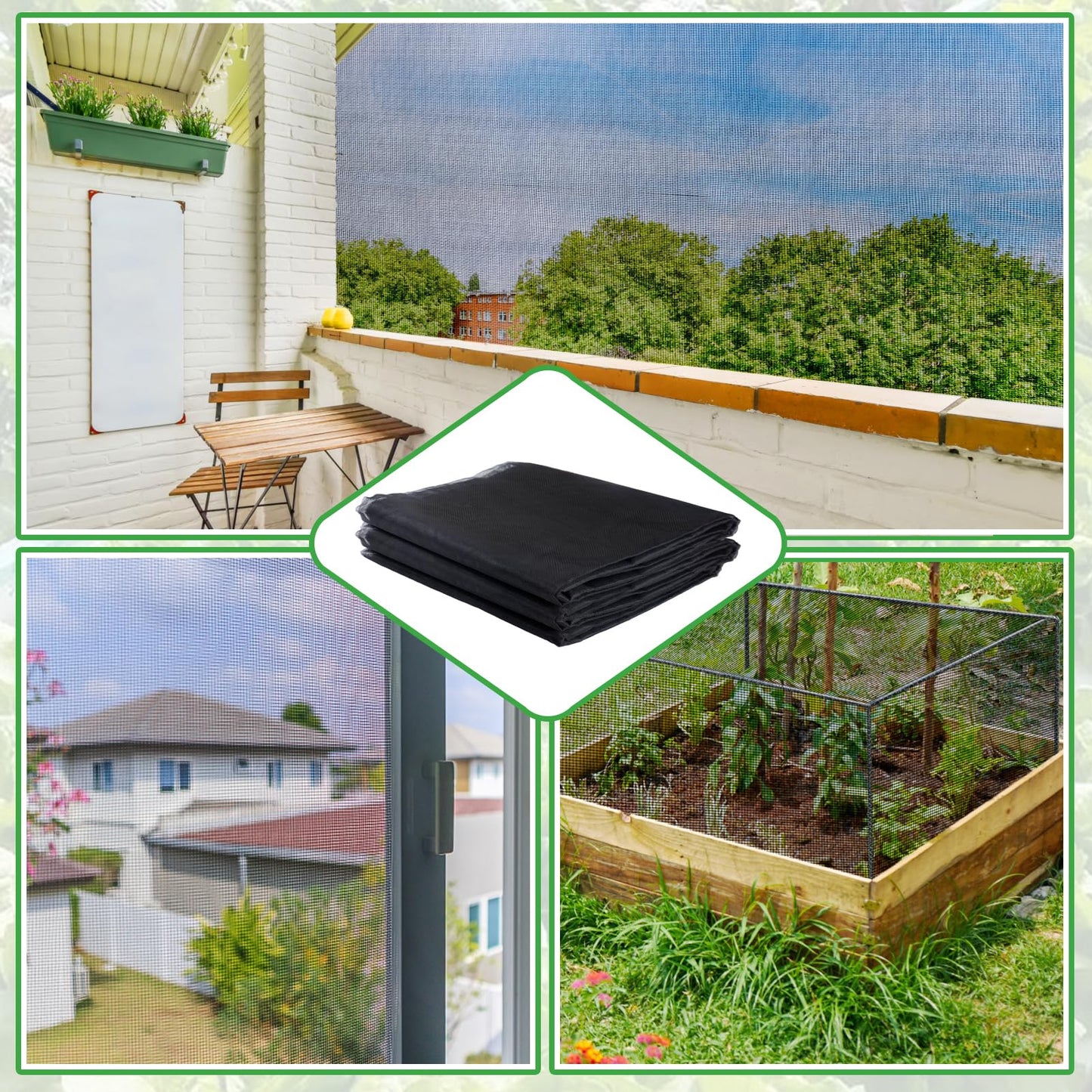 Stronger Garden Mesh Netting - 10 x 12 ft PP Nanocomposite Bird Net Barrier, Mosquito Netting Screen for Outdoor Plants Vegetables Patios Balconies Terraces, Shading Rate 33% (Black)