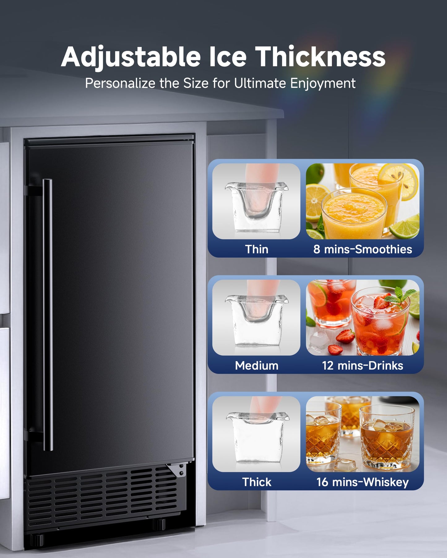 ICEVIVAL Under Counter Ice Maker with Drain Pump, 90Lbs/Day Commercial Ice Maker Machine with 25Lbs Storage Capacity, 24H Timer, Auto Clean, Built-in Freestanding Ice Machine for Home, Cafe, Bar