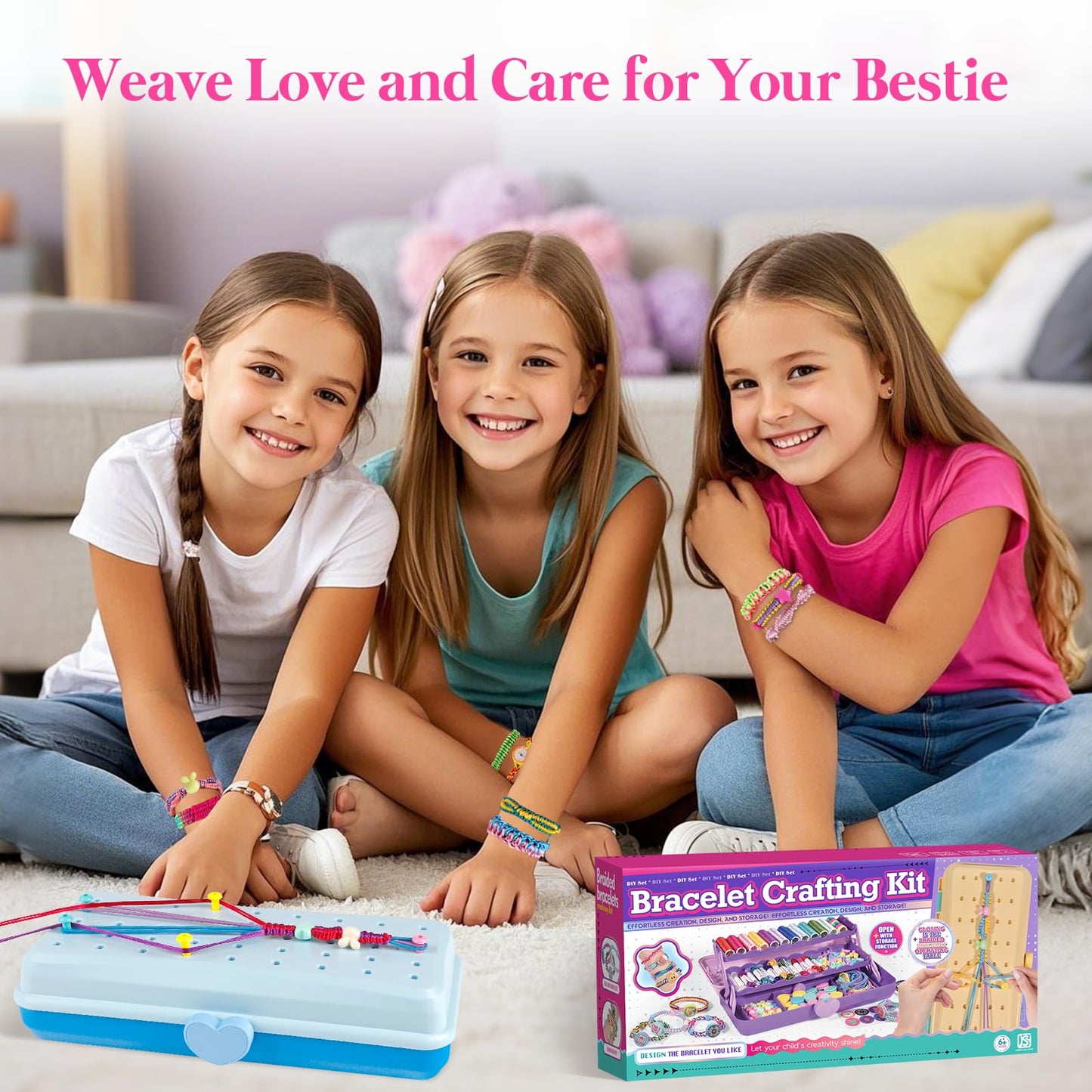 TingingYuli Friendship Bracelet Making Kit for Girls 8-12, DIY String Bracelet Maker with 3-Layer Storage Box, Arts and Crafts for Kids Ages 6-12, Easter Christmas Birthday Gift Set