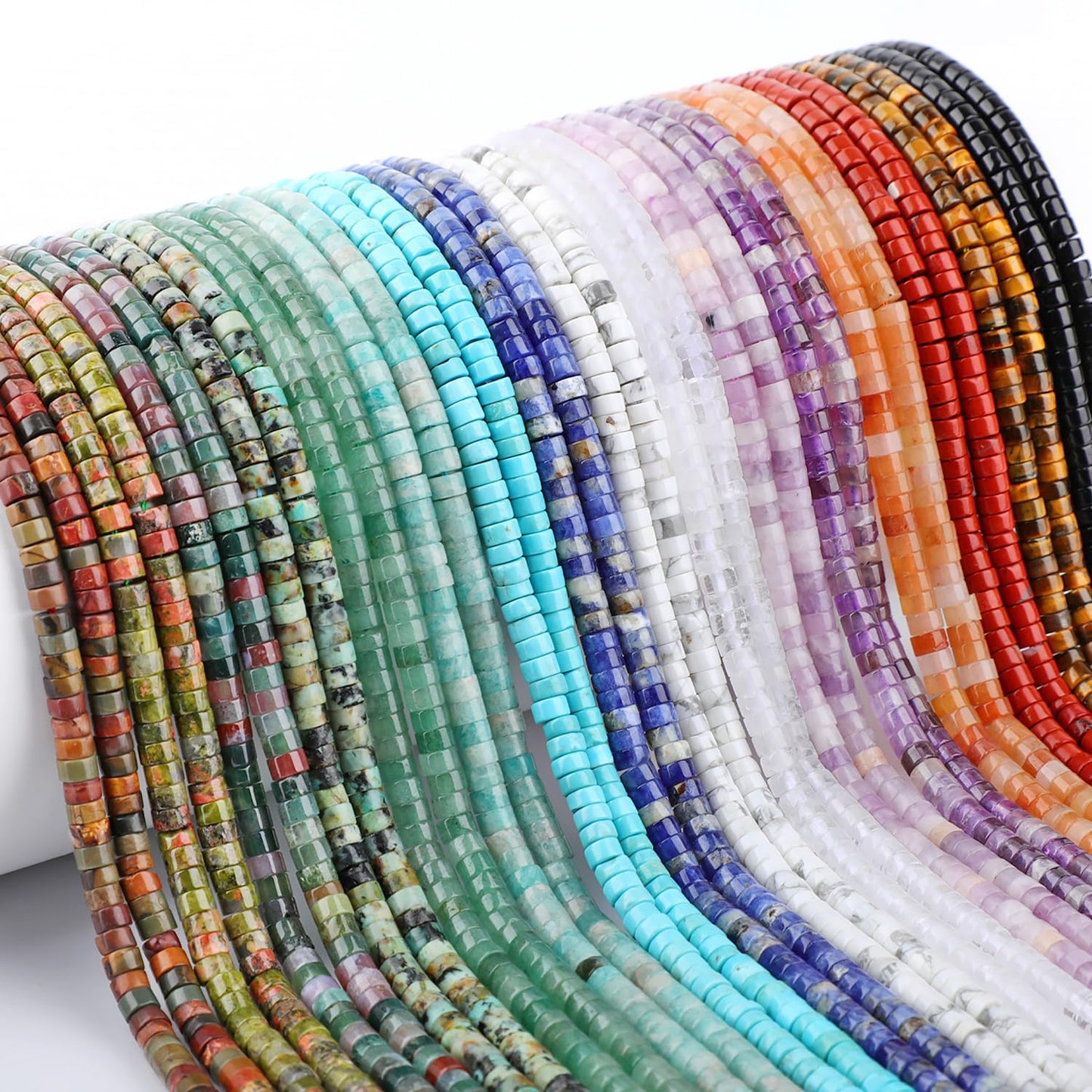 Natural Amazonite Heishi Spacer Beads Loose Semi Precious Flat Round Gemstone Disc Shape Stone for Beading Jewelry Making 4x2mm 15.5"