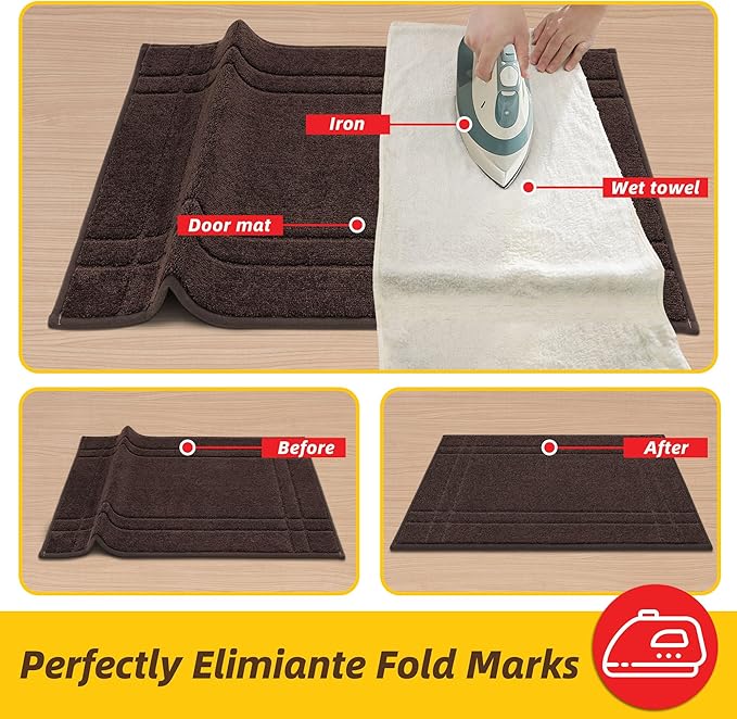 JSEI Entryway Rugs Doormat 20"x32", Non-Slip Dirt Trapper Door Mats Indoor, Washable Absorbent and Stain Resist Welcome Floor Mat for Front Door, Dog Door Mat, Dirty Wet Shoes & Paws, Brown