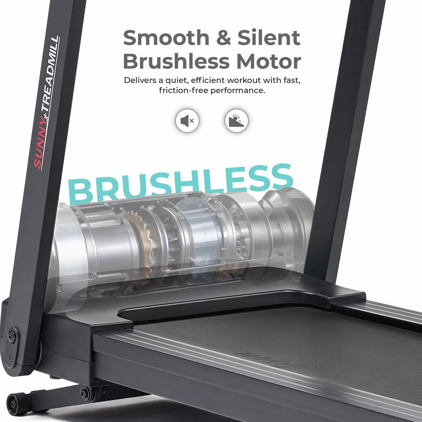 Sunny Health & Fitness Interactive Slim Folding Treadmill with Quiet Brushless, Shock Absorption, Digital Monitor, Free SunnyFit App Bluetooth Connectivity, Optional 12-Level Auto Incline