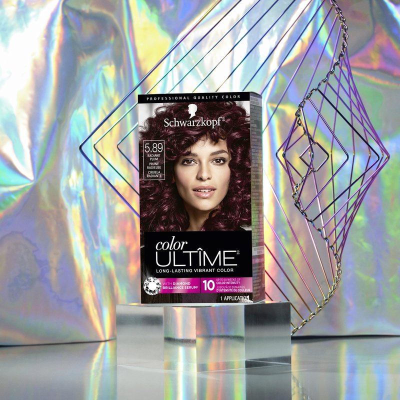 Schwarzkopf Color Ultime 5.89 Radiant Plum Hair Dye, Permanent Intense Plum with Diamond Brilliance, Fade-Resistant, Covers Grays, All Hair Textures