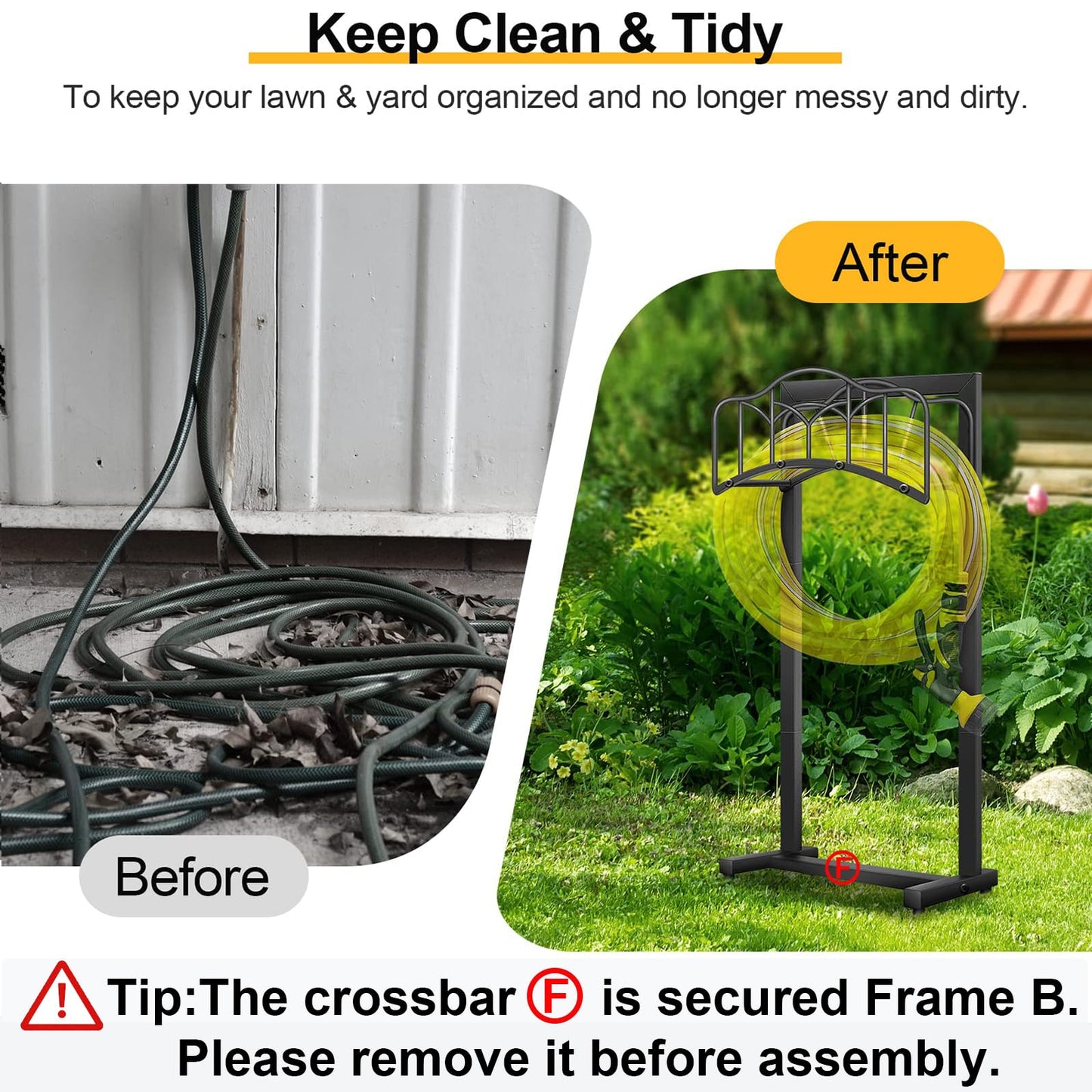 Shomextol Garden Hose Holder -Upgraded Hose Holder Holds 100-feet Hose,Freestanding Heavy Duty Hose Hanger,Sturdy Hose Stand for Lawn & Yard,Black