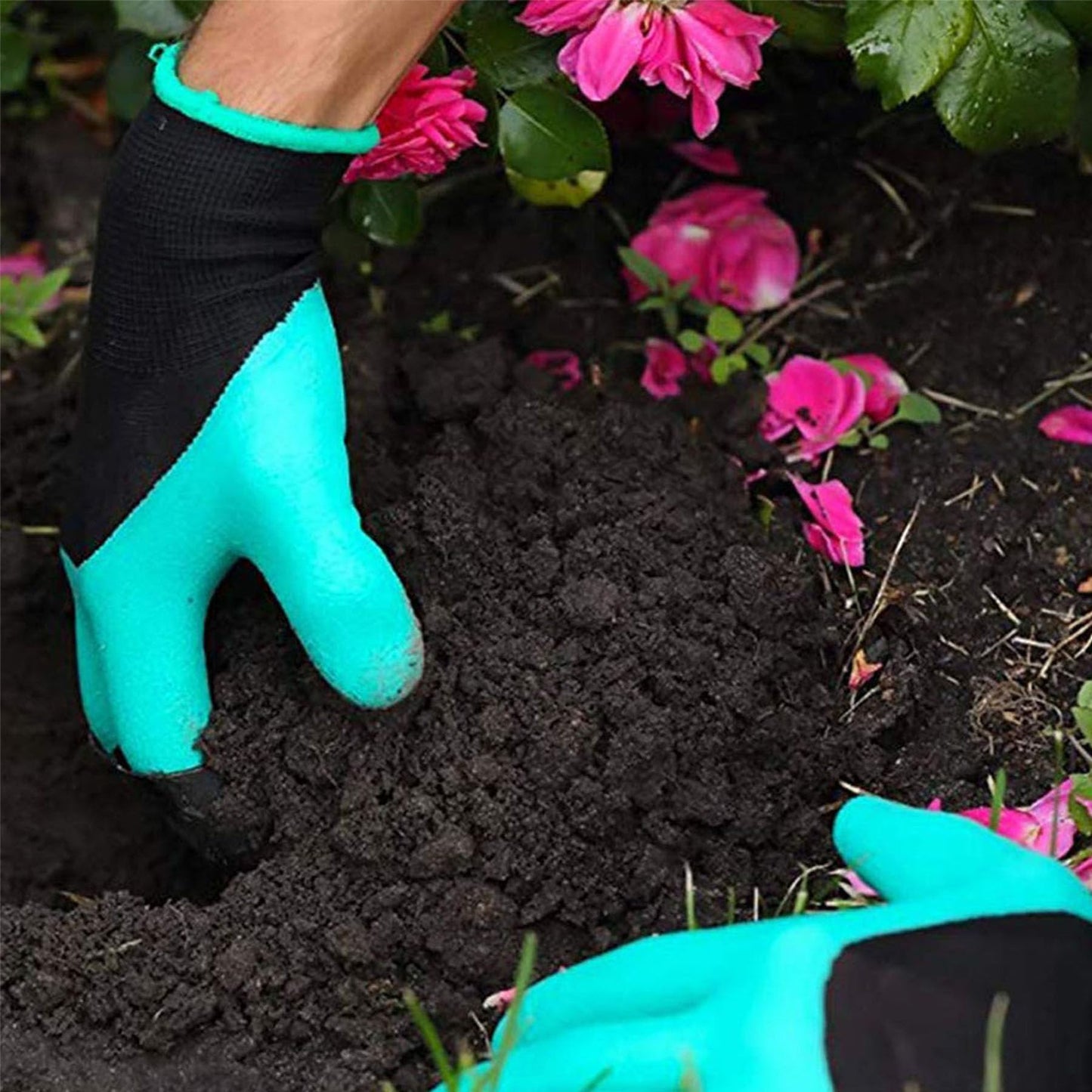 UIOOIU Gardening Gloves with Claws for Digging Planting and Weeding Waterproof Breathable for Gardeners (4 Pairs Brown and Green)