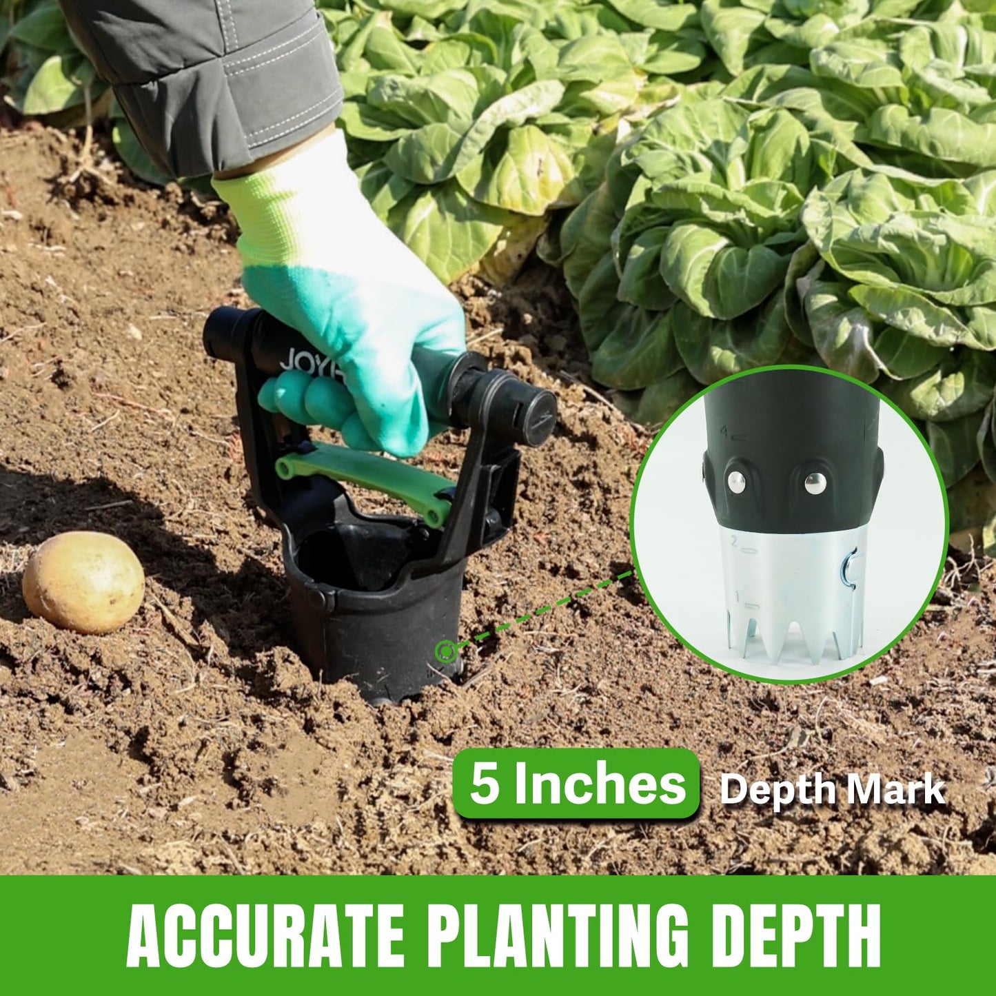 JOYHALO Garden Bulb Planter Tool, 5 inch Depth Bulb Planting Tool, Gardening Garden Tools, Automatic Soil Release Bulb Planters for Plants Seeds & Bulbs Tulip Daffodils Dahlias Lilies Onions