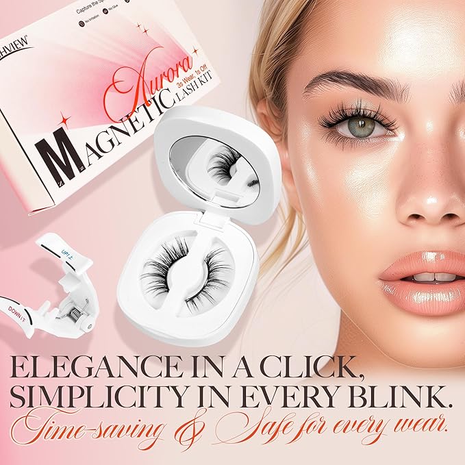 LASHVIEW Upgrade Magnetic Eyelashes with Applicator Soft Magnetic Eyelashes Natural Look Reusable No Glue Needed Easy to Wear and Remove(A29)