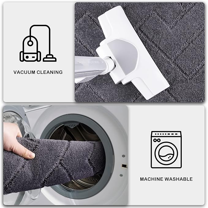 PURRUGS Dirt Trapping Door Mat 24" x 59", Non-Slip Machine Washable Entry Rug, Dog Doormat, Indoor Front Door Mat, Super Absorbent Entryway Rug for Muddy Shoes & Paws, Grey