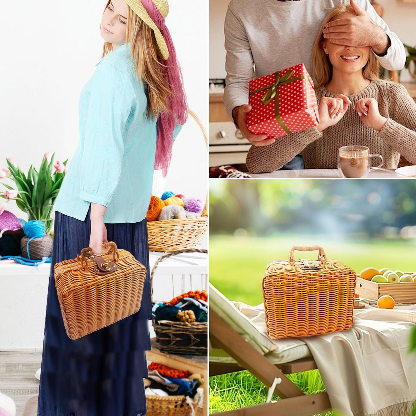 SNAIL GARDEN Crochet Kit for Beginners - with Rattan Retro Case, Crochet Kit for Adults with Cotton Yarn, Complete DIY Starter Crochet Set for Adults