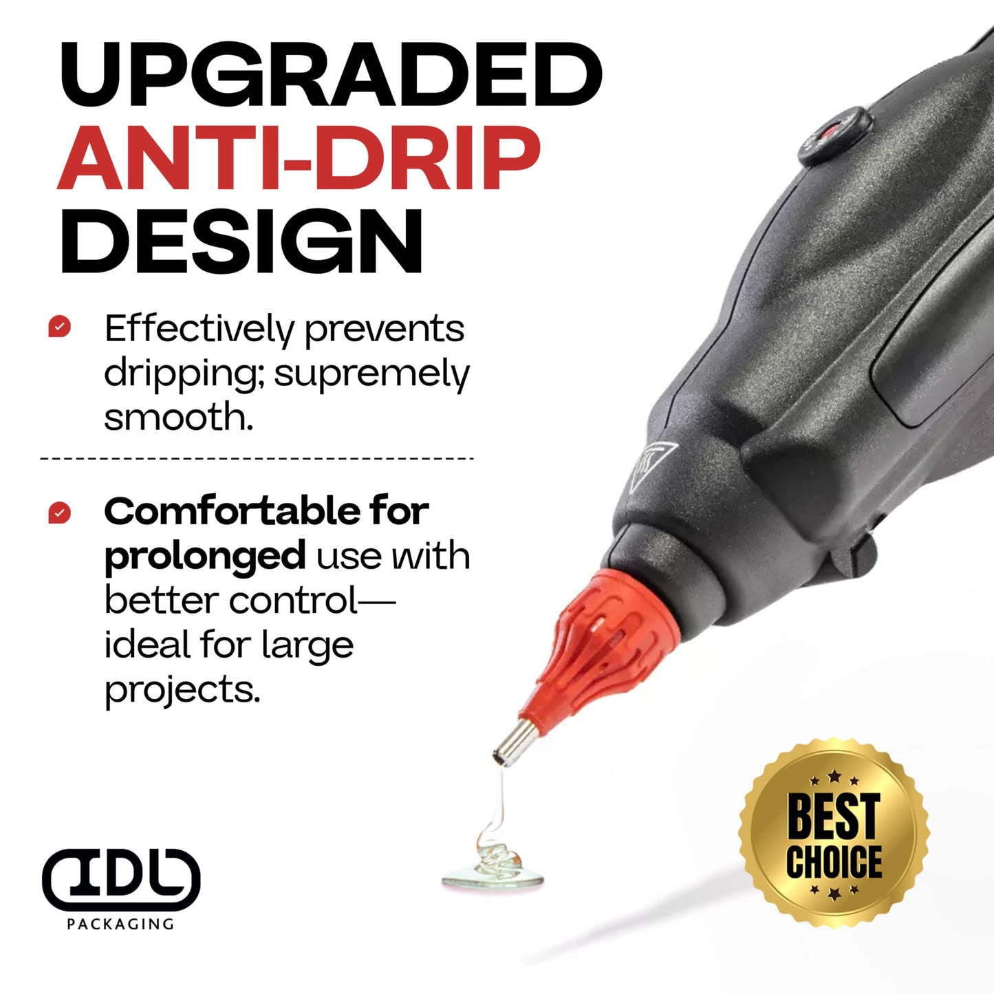 IDL Packaging GG-5810 Industrial 450W Hot Glue Gun with 10 pcs Glue Sticks - 5/8" x 10" Full-Size Glue Sticks - Hot Glue Gun Kit for Variety of Surfaces: Foam, Vinyl, Leather, or Upholstery