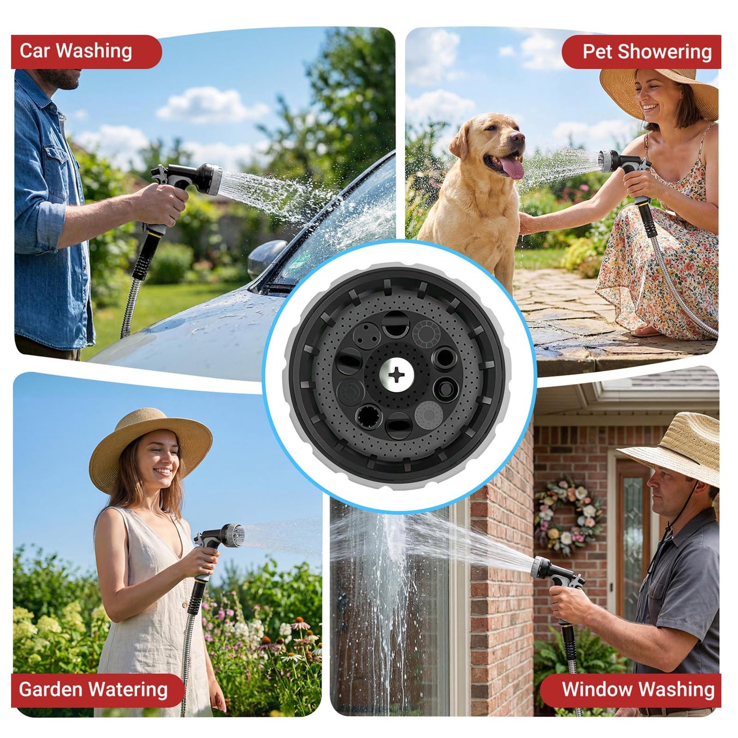 Lefree 125ft Stainless Steel Garden Hose - No-Kink Leak-Proof Crush Resistant, Dog Chew Proof with Upgraded Protective Rubber Sleeve, 10-Function Nozzle for Large Yard, Gardening, RV, Pet Bath