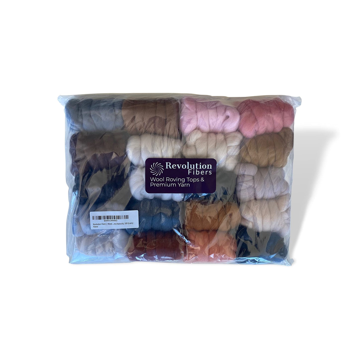 Revolution Fibers | Mixed Merino Wool Variety Pack | Perfect Wool Roving for Spinning, Needle Felting, Wet Felting, Weaving and Crafting (All Creatures (Naturals), 500 Grams)