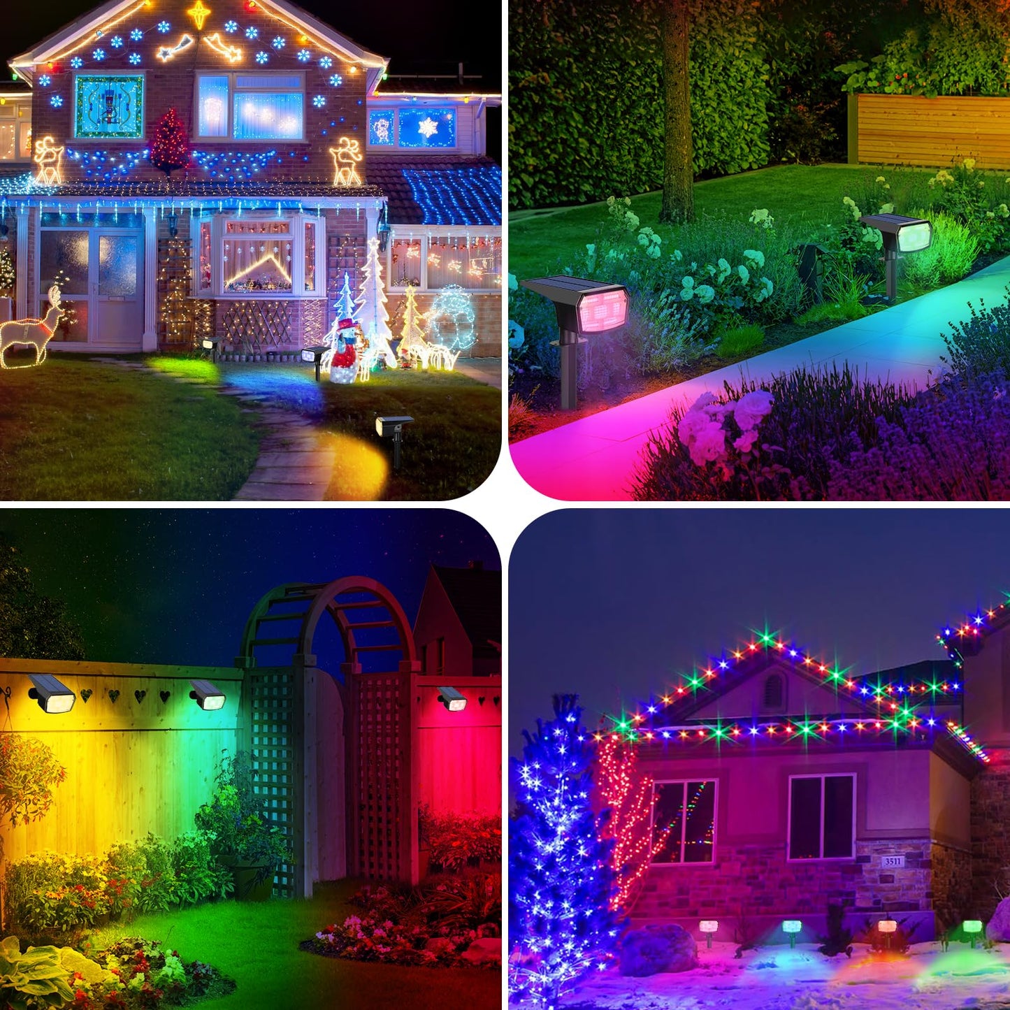 Sucolite 8-Pack Solar Spot Lights Outdoor Waterproof IP65, 3 Lighting Modes 2-in-1 Solar Landscape Spotlights for Yard, 59 LED Solar Powered Wall Lights for Garden Pathway Driveway Walkway, Multicolor