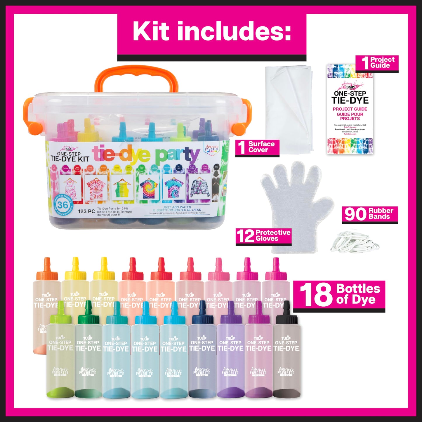 Tulip One-Step Tie-Dye Party Kit, Set of 123