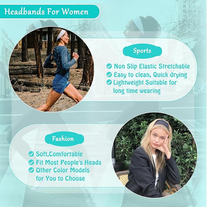 Headbands for Women Non Slip Head Bands for Women's Hair cute elastic womens headbands Soft Cotton Cloth Fashion headband for women for Daily Workout Sports Running Yoga (Red)
