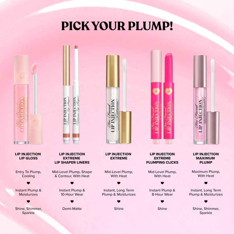 Too Faced Lip Injection Extreme Plumping Clicks | Hydrating, Sheer-To-Medium Buildable Coverage, Lip Plumper with Click Applicator, 0.05 Ounce, Kiss the Bride
