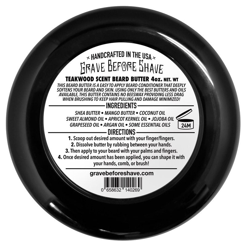 Grave Before Shave Teakwood Blend Beard Butter 4oz jar