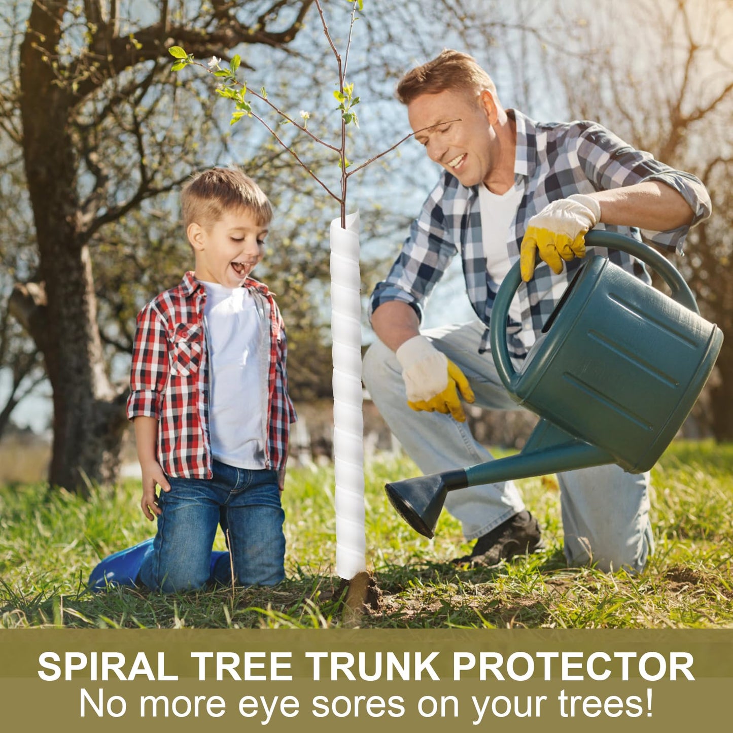 8 Pcs Tree Trunk Protector-2 Size Plastic Spiral Tree Guard Tree Trunk Protector Wrap Tree Bark Protector Tube Tree Wraps to Protect Bark Tree Saplings from Deer Cats Rodents Rabbit Mowers (White)