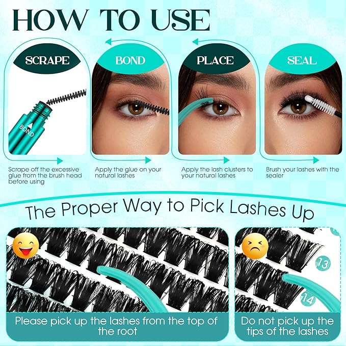 Lash Clusters GEMERRY 280pcs Clusters Lashes D Curl Soft&Natural Individual Lashes Cluster Eyelash Clusters DIY Lash Extensions at Home(50P-10-18mm)