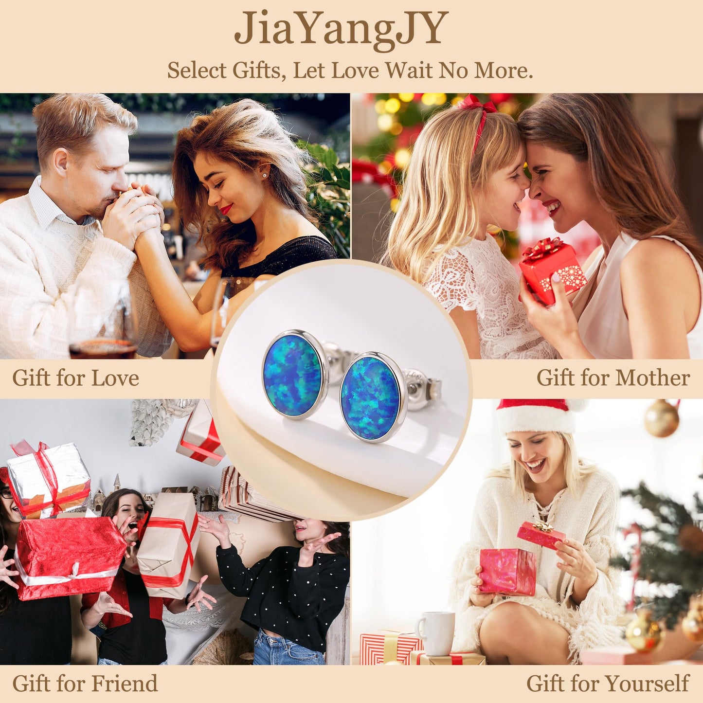 JiayangJY Silver Blue Fire Opal Stud Earrings for Women 18K White Gold Plated Sterling Silver Oval Shape 7mm Opal Earrings with Push Back
