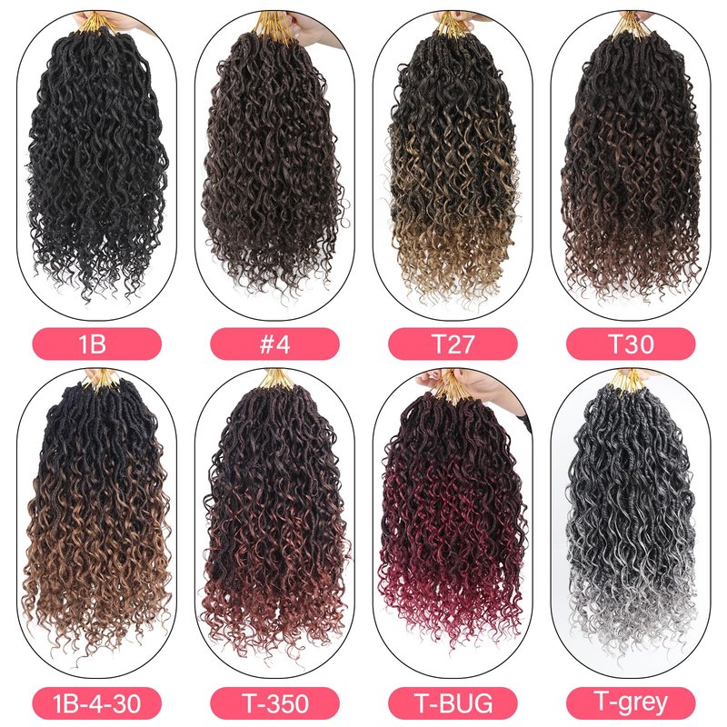 Sosihua Goddess locs crochet hair, 9 packs soft boho faux locs with curly ends bohemian crochet dreads for black women(8Inch,#4)