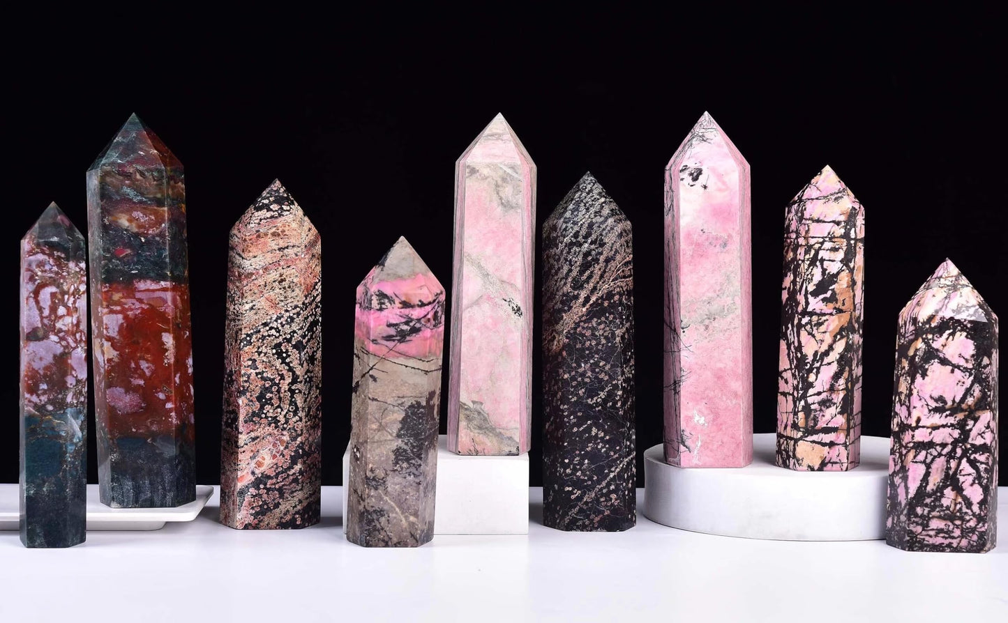 Rhodonite Stone Tower Obelisk Healing Crystal Stone Wand Natural Reiki Meditation Gifts 1.1-1.7 LBS