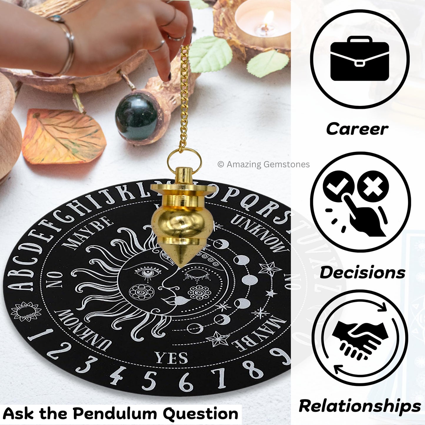 Amazing Gemstone Healing Metal Pendulums for Divination, Gold Pot with Disc Steel Copper Pendulum High Energy Pendulo de Bronce Pendulos de Mesa MP80