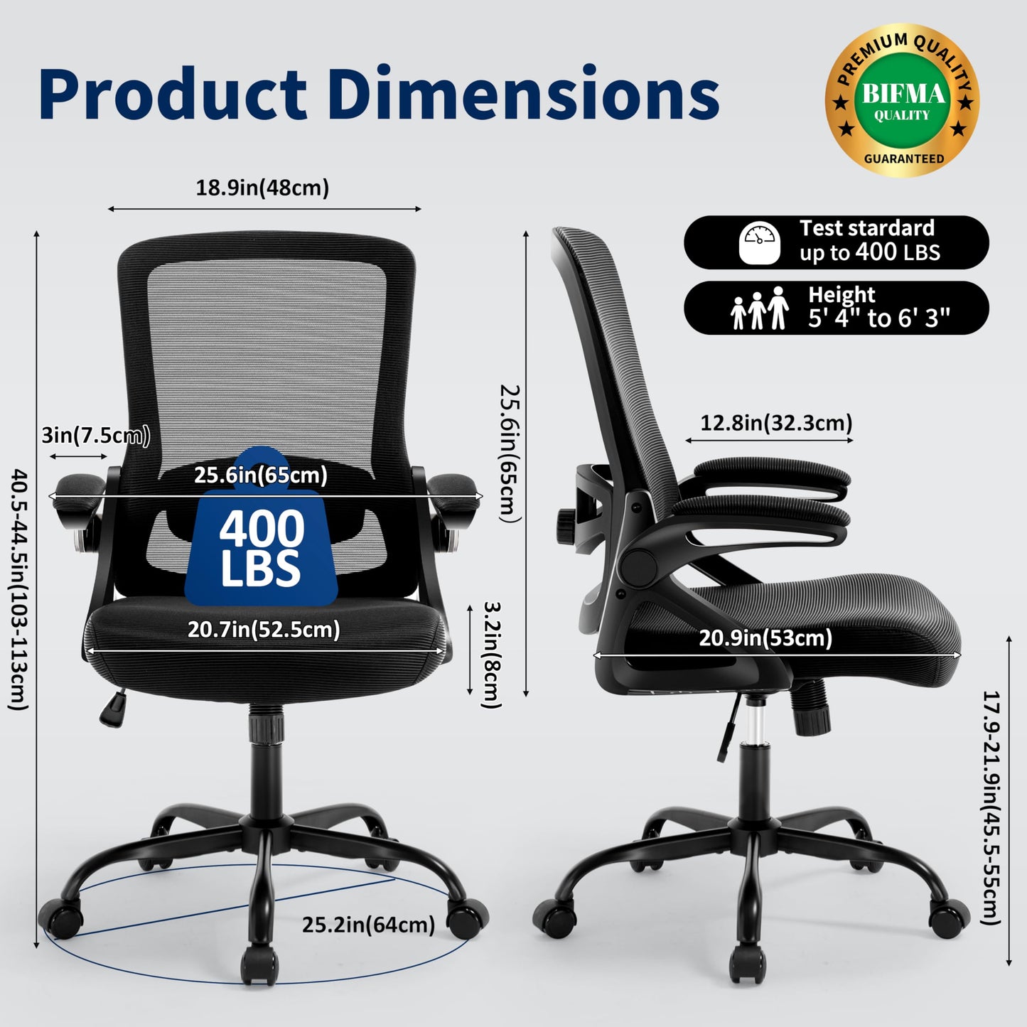 Nexthro Ergonomic Office Chair, Desk Chair with Adjustable Lumbar Support, Breathable Mesh Comfy Computer Chairs with Flip-up Armrests Executive Task Chair for Adults Home Office(Black)