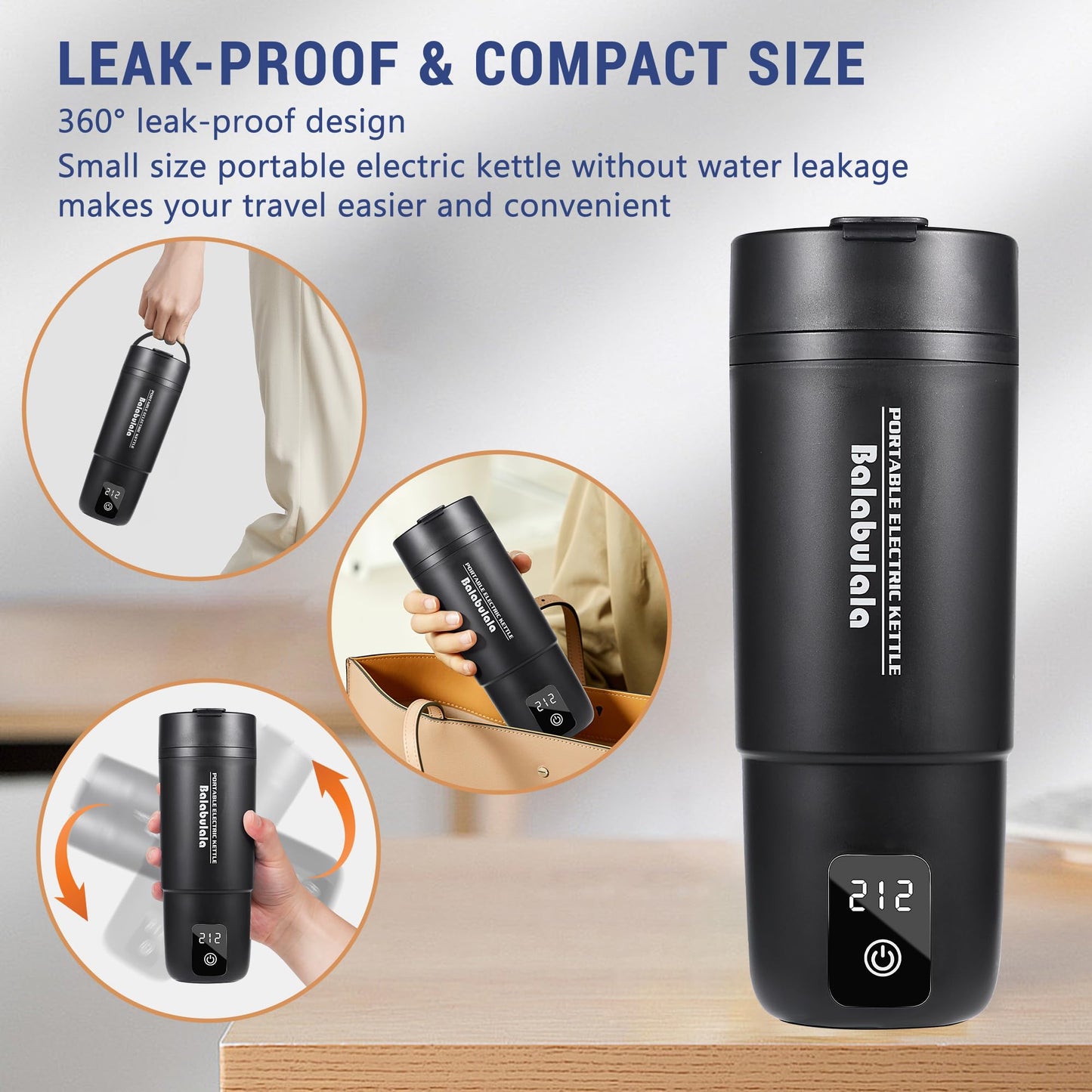 Travel Electric Kettle, Balabulala Portable Water Boiler with 6 Variable Presets, Personal Small Electric Kettle with Keep Warm Temperature Controls & Boil Dry Protection, 17oz