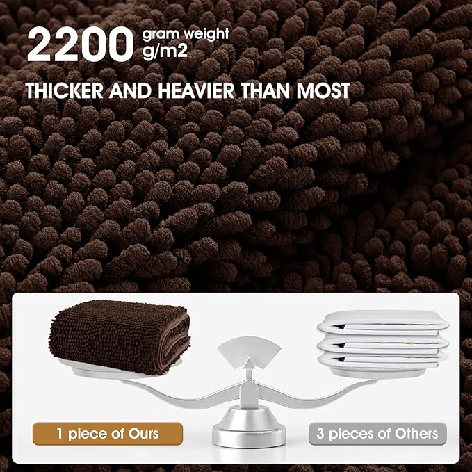 IM HOME Chenille Absorbent Outdoor Doormat 48" x 30", Washable Muddy Door Mats for Dog Non Slip Indoor Doormat Soft Front Inside Doormats for Entryway, Mud Dog Paws, Patio Brown
