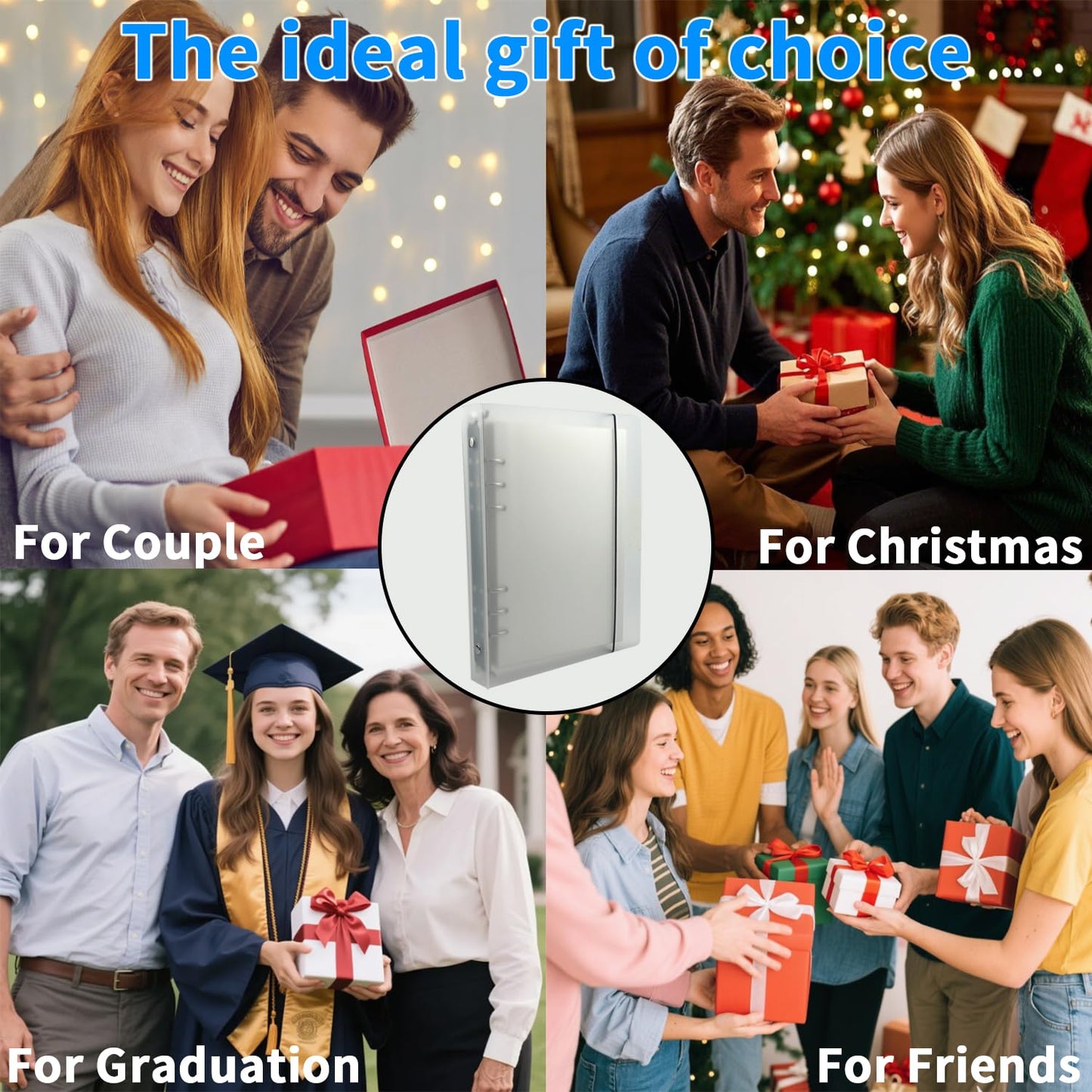 7x9 Inch 6-Ring Self Adhesive Photo Album with 30 Sheets/60 Pages, DIY Scrapbook Album with Decorative Stickers & Scraper Tool for Photos, Posters, Stamps
