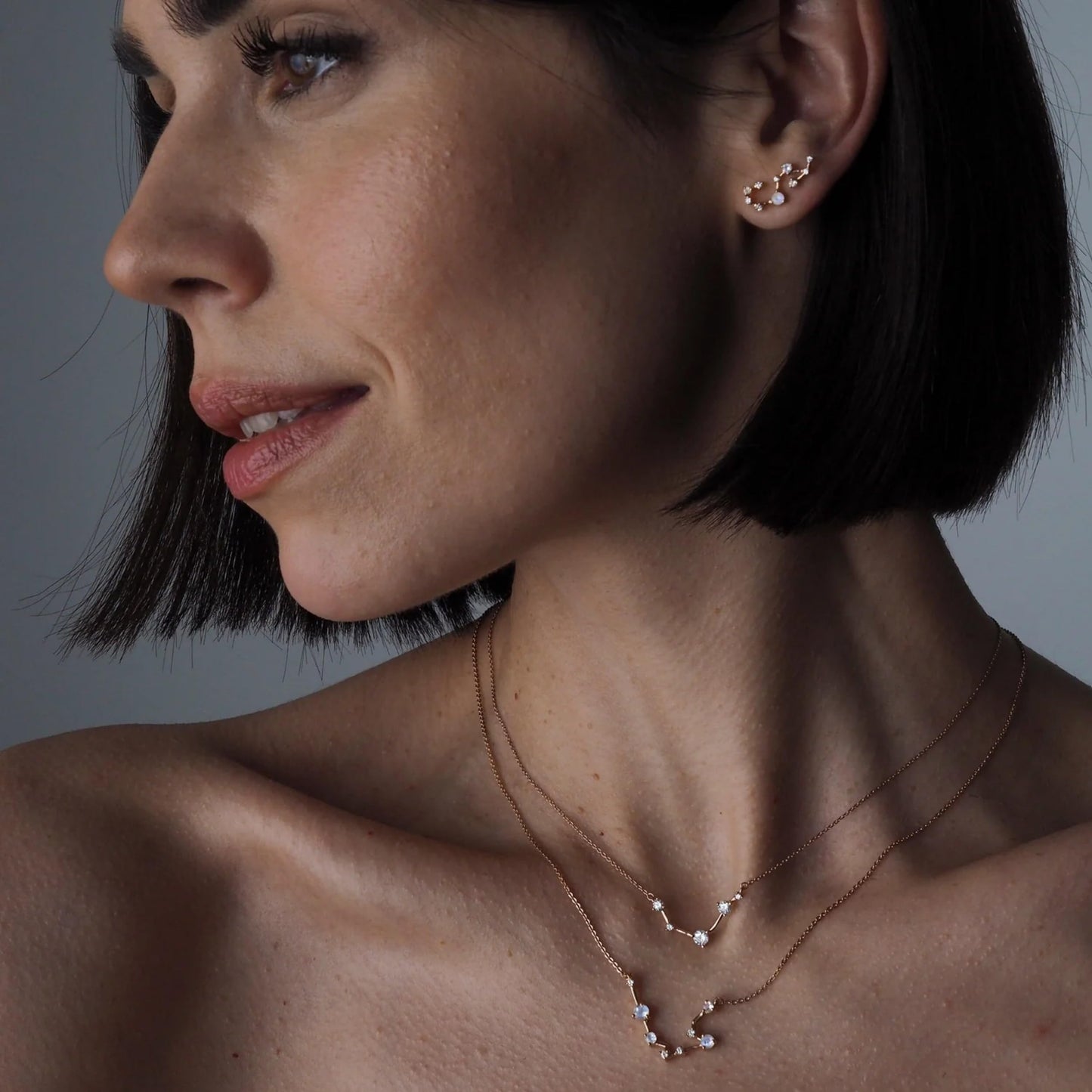 Moon Magic Moonstone Necklace - Aries Zodiac Constellation / 925 Sterling Silver - 18k Rose Gold - Yellow Gold Rainbow Moonstone Necklaces for Women/Authentic Rainbow Crystal Jewelry