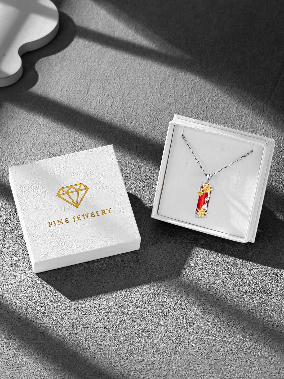 AENEAS Valentines Day Gifts for Women Her Sunflower Necklace 925 Sterling Silver Ruby Crystal Pendant Sunflower Jewelry Gifts for Her Wife Women