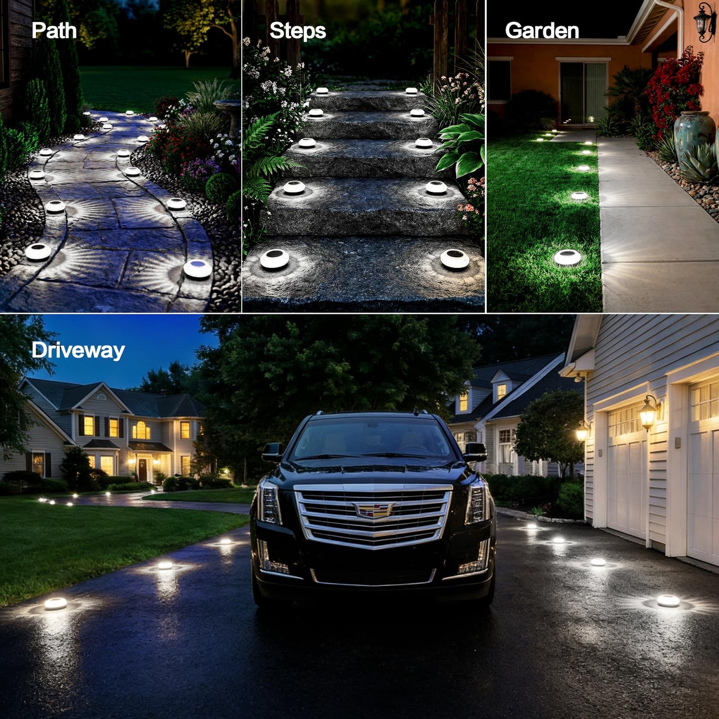 Gahomlumy Solar Ground Lights Outdoor, 8 Pack Solar Powered Pathway Lights IP67 Waterproof Anti Glare Diamond Solar Garden Lights Landscape Lighting for Patio Yard Deck Walkway, Cold White