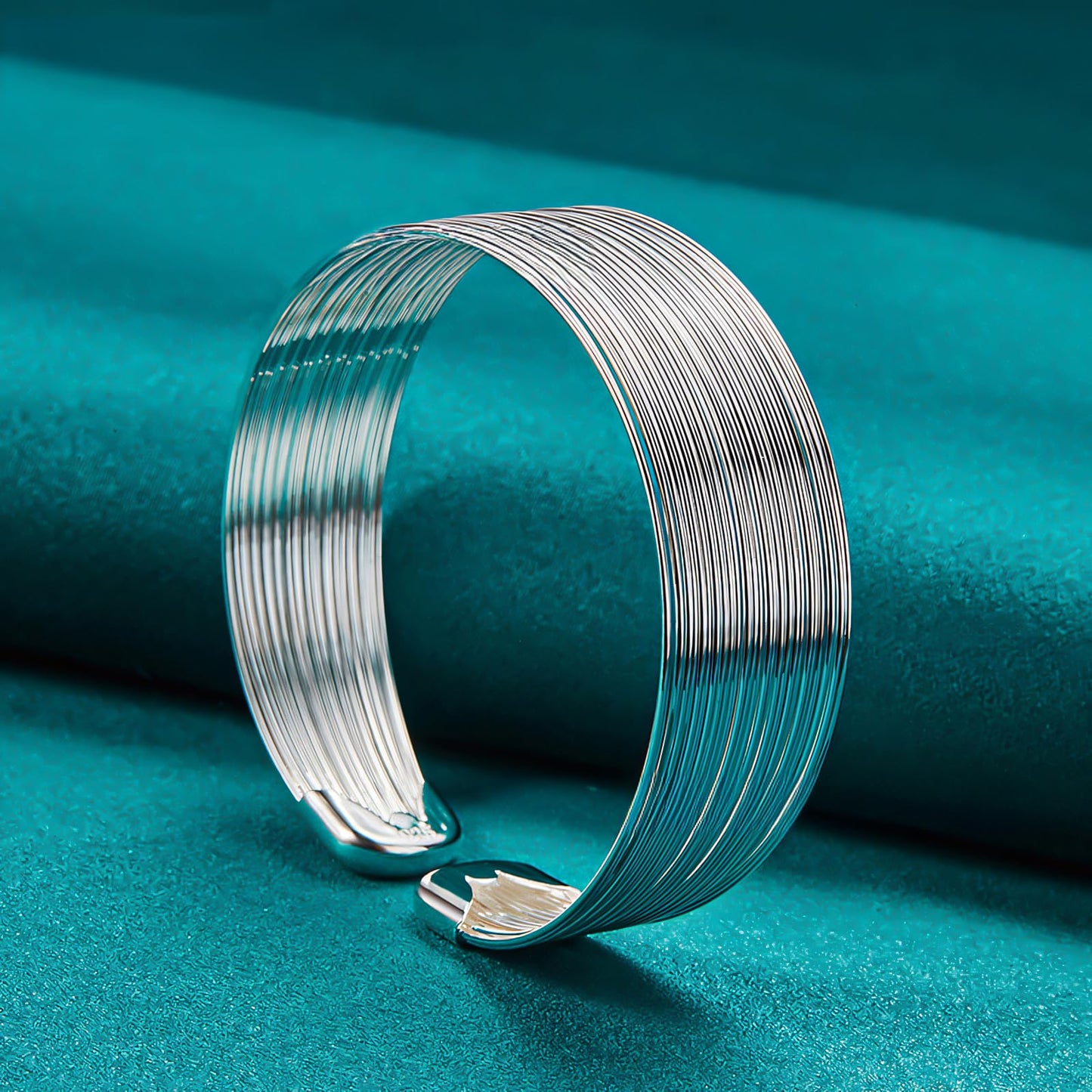Handmade 925 Sterling Silver Bangle Bracelet For Women Wide Band Metal Wire Bangle Bracelets Chunky Cuff Bangles Simple Silver Cuff Bangles Open Adjustable Bangles For Women Fashion Jewelry Gifts