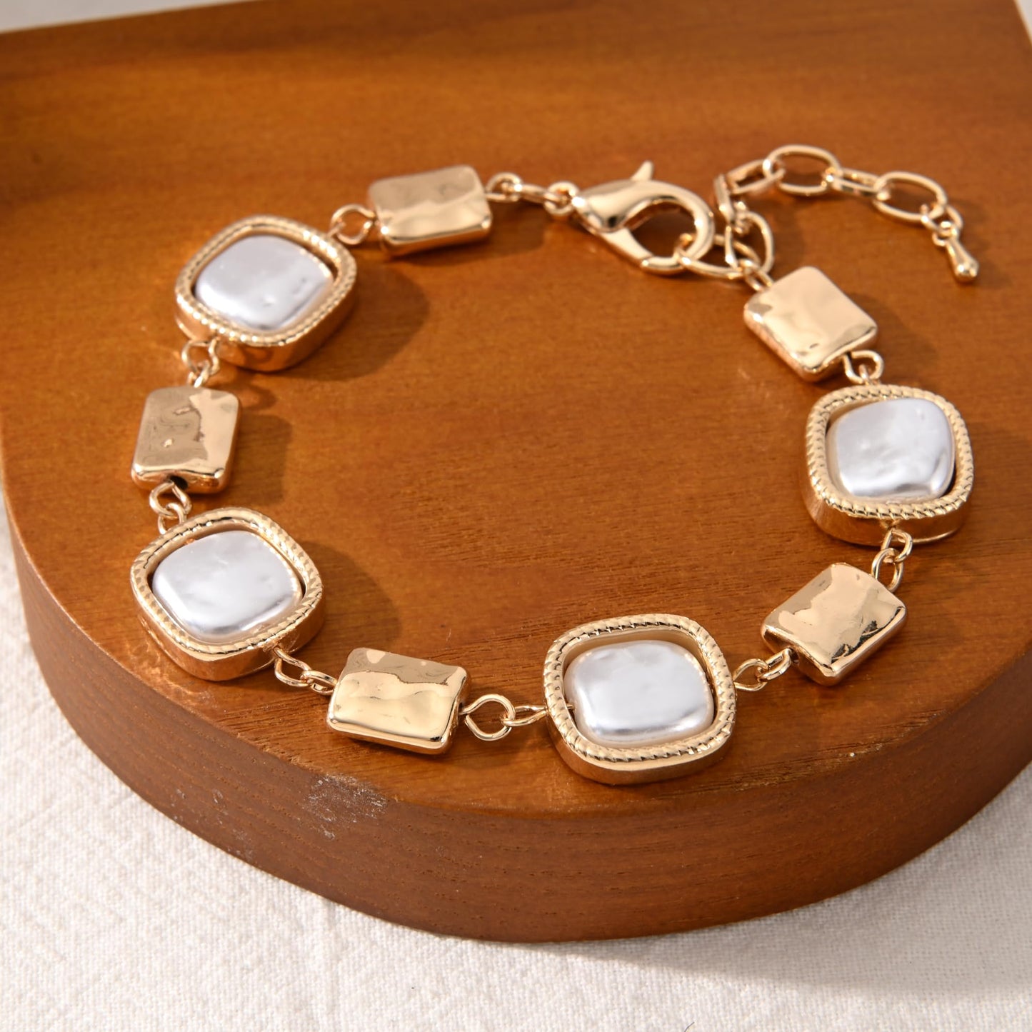 Ginyejly 14K Gold and Silver Plated Special Cain Link with Toggle Clasp Closure in Daily or Party for Women Fashion Jewelry Gifts (square&pearl)