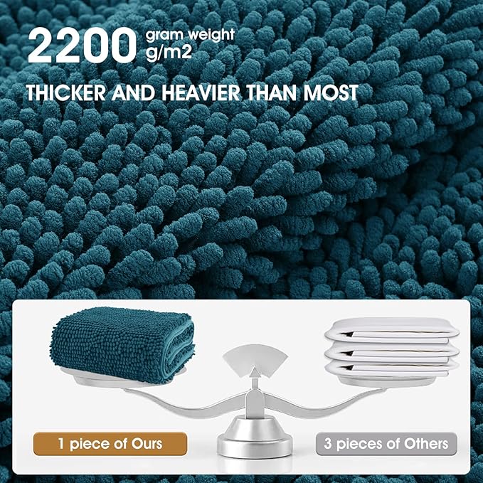 IM HOME Chenille Absorbent Outdoor Doormat 48" x 30", Washable Muddy Door Mats for Dog Non Slip Indoor Doormat Dog Mat for Muddy Paw Front Inside Doormats for Entryway Teal Blue