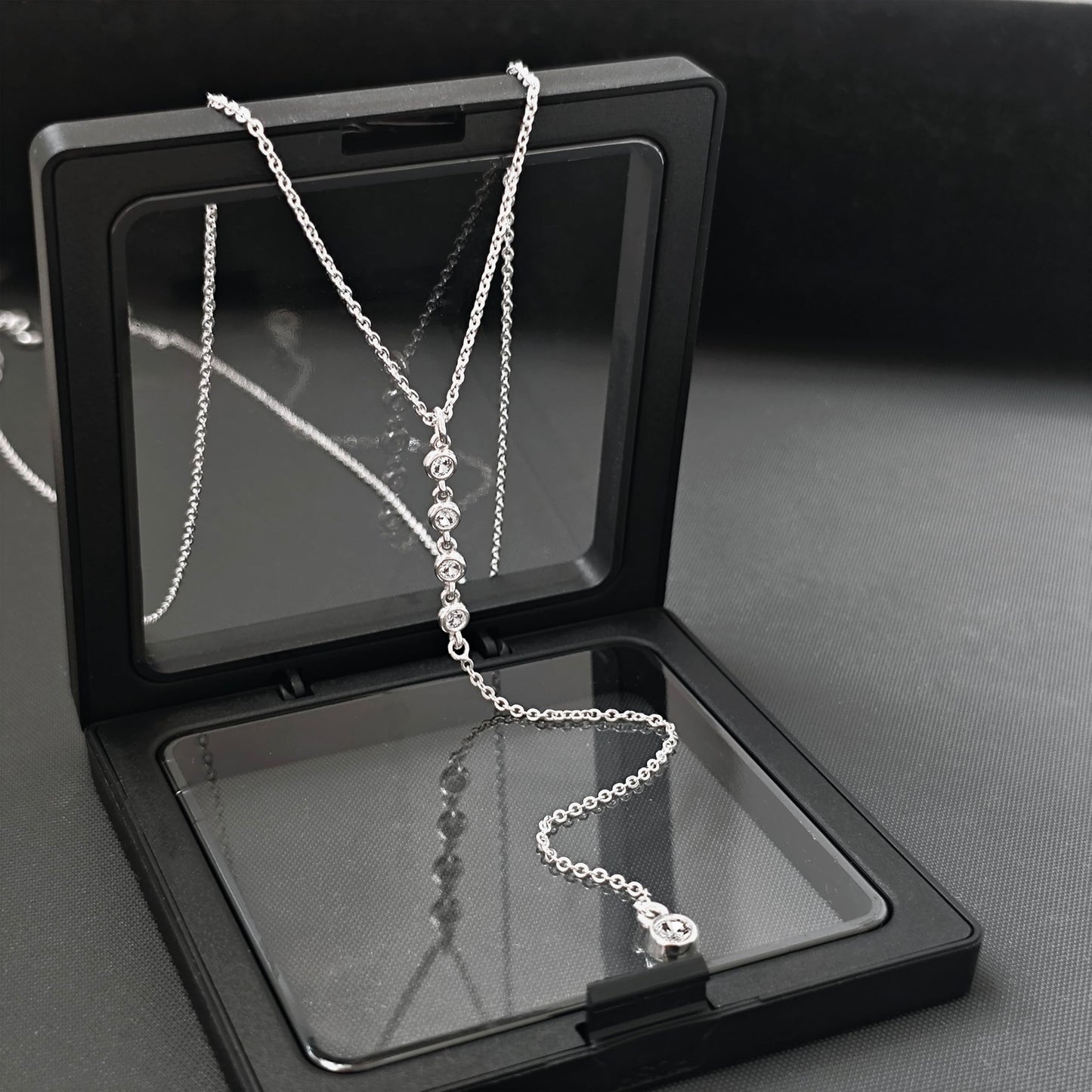 Luxval Long Silver Necklace for Women Trendy Dainty Silver Plated Drop Lariat Necklace Simple CZ Y-Shaped Body Chain Wedding Prom Statement Necklace Jewelry Gifts