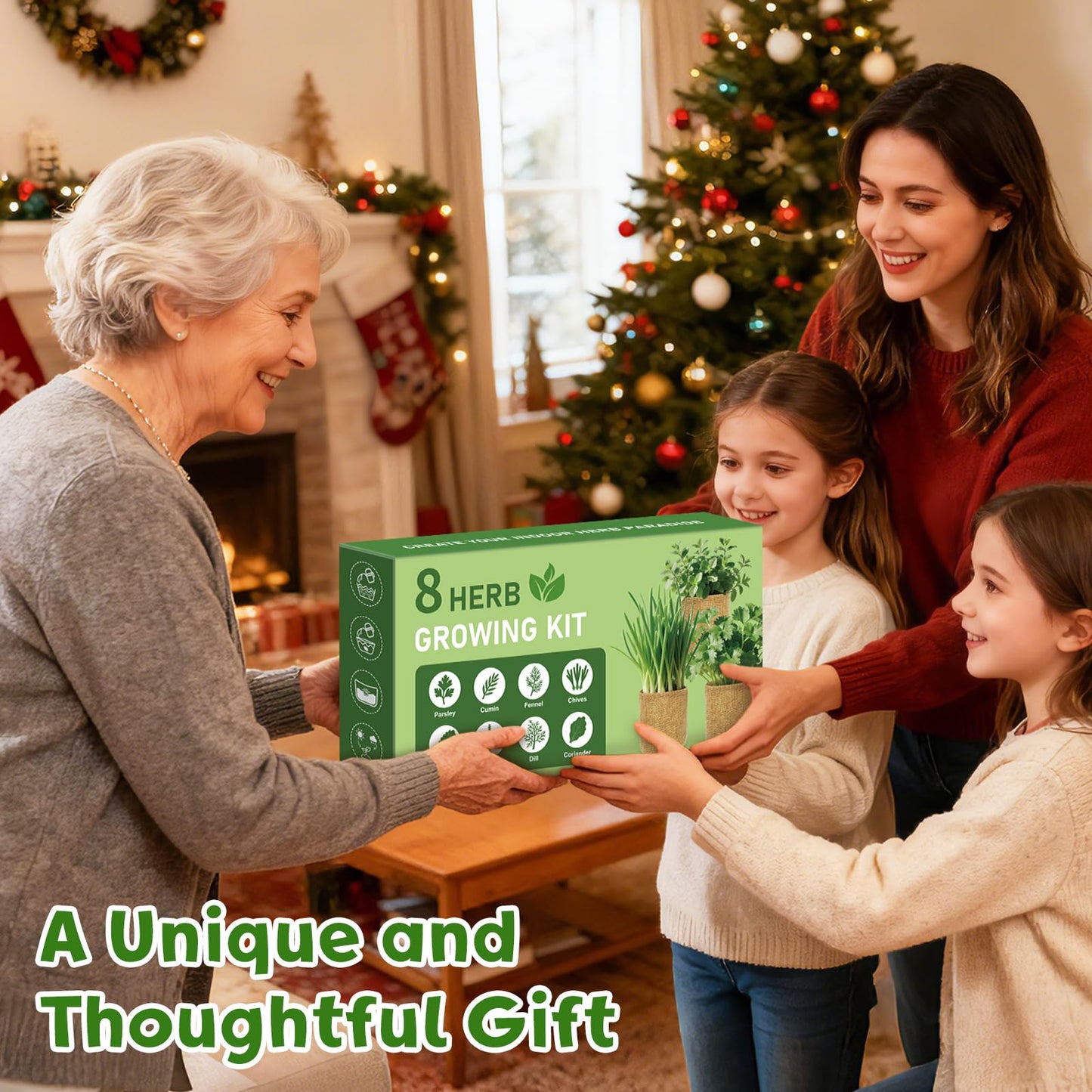 LUOJIBIE 8 Herb Indoor Garden Kit for Beginners, Complete Windowsill Growing Gifts Set with Tools, Mother's Day Gifts for Mom,Unique Christmas Birthday Gifts for Women Men Girls Kitchen Housewarming