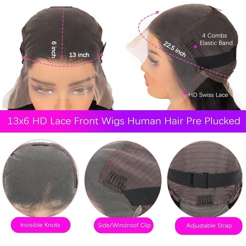 UDJLH 13x6 Deep Wave Lace Front Wigs Human Hair Pre Plucked Wet And Wavy Lace Front Wigs Human Hair 180% Density Brazilian Curly Human Hair Lace Front Wigs (18 Inch-12A)