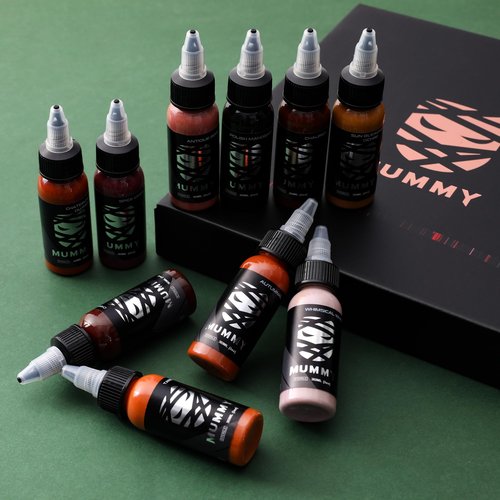Mummy 10pcs Flesh Tone Tattoo Ink Set, 1 oz (30ml) Tattoo Pigment Kit for Professinoal Tattoo Artists