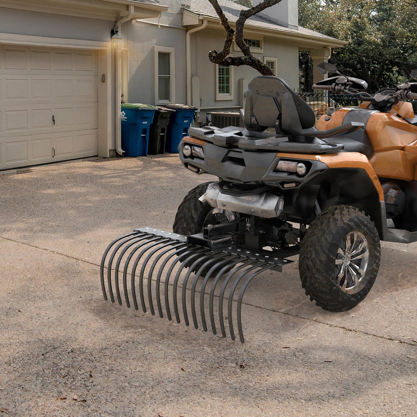 YITAMOTOR 48" Tow Behind Landscape Rake, 2" Receiver Lown Dethatcher Rack with 17 Steel Tines for ATV/UTV & 3-Point Hitch Systems Tractor, for Leaves, Debris, Grass, Pine Needles