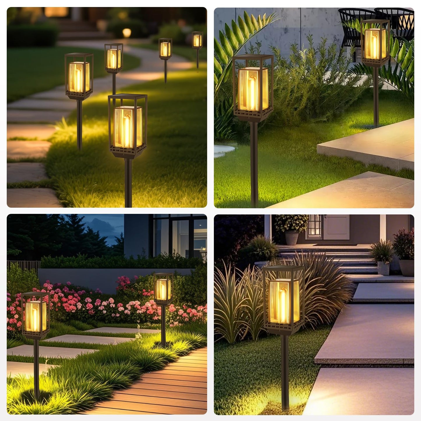Yorezcop 4 Pack Solar Pathway Lights Outdoor,IP65 Waterproof - Bright Outdoor Solar Lights for Yard,Auto On/Off Pathway Lights Solar Powered,Solar Path Lights for Walkway Driveway Garden
