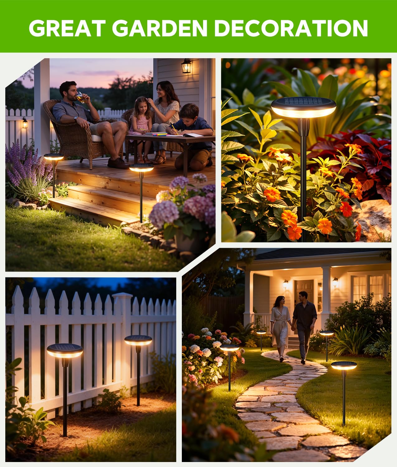 LETMY Solar Pathway Lights Outdoor, 8 Pack Durable Metal Solar Path Lights, Auto On/Off Garden Lights Solar Powered, IP65 Waterproof Solar Lights Outdoor for Landscape, Path, Garden, Patio, Driveway