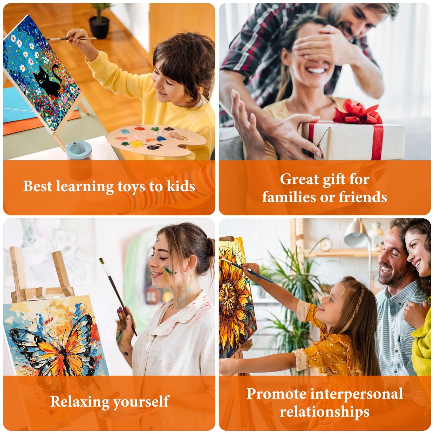 Fountor Framed Paint by Numbers Kit for Adults Beginner, Countryside Sunset Adult Paint by Number Kits on Canvas, Riverside Cabin Oil Painting by Numbers for Home Decor Gift 16” W x 20”L