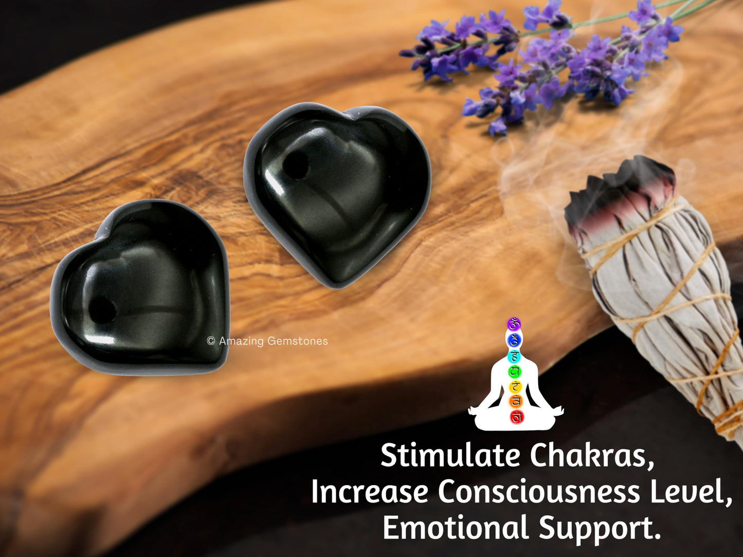 Amazing Gemstone Black Obsidian Crystal Heart Palm Stone - Pocket Massage Worry Stone for Natural Body Chakra Balancing, Reiki Healing and Crystal Grid