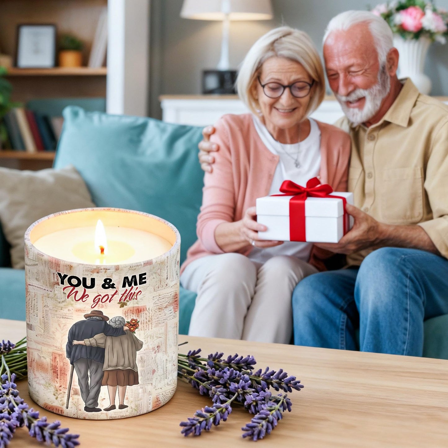 Lavender Candle - Romantic Gifts for Her, Him, Women, Men, Wife, Girlfriend, Boyfriend, Husband - Couples Gift for Anniversary, Christmas, Valentines Day Gifts & More - Stocking Stuffer for Women Men