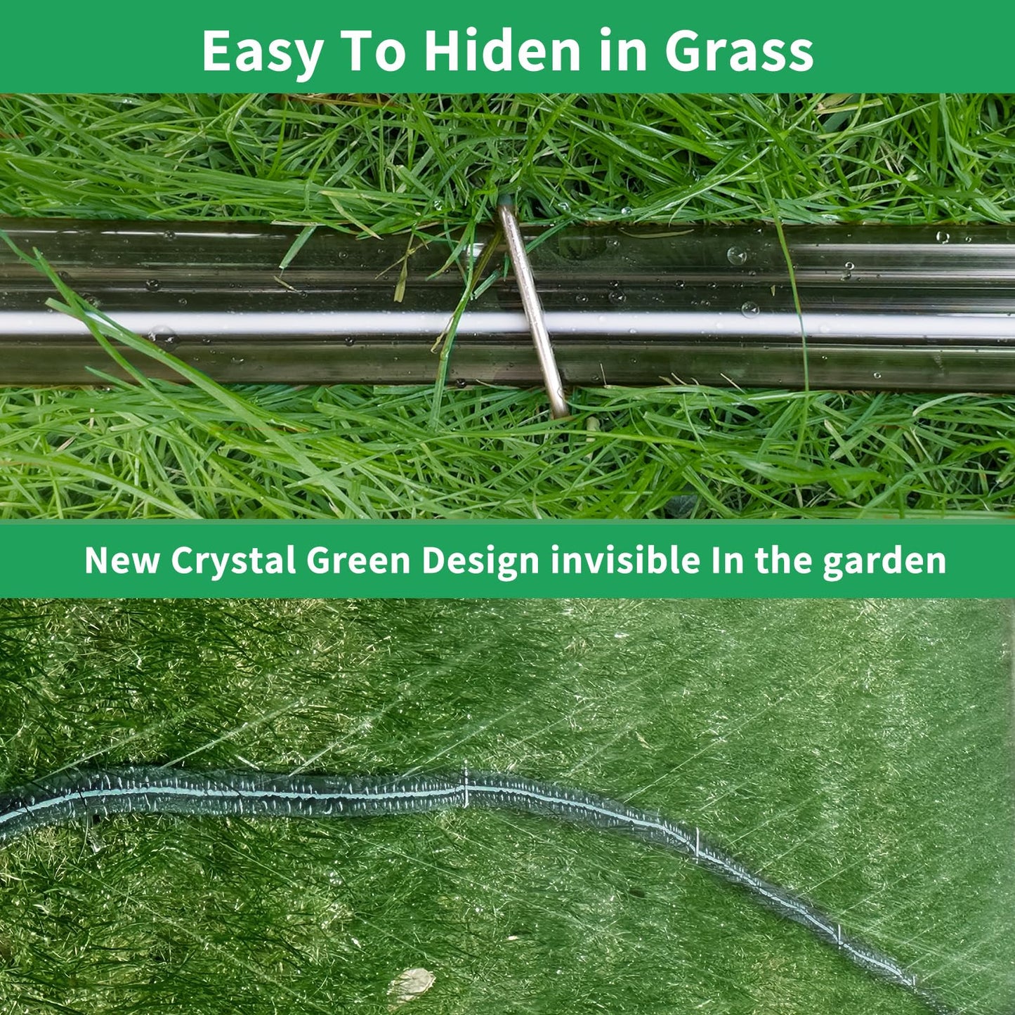 SECBULK 75 FT Flat Sprinkler Hose for Lawn Watering Garden Soaker Hose with Holes, Heavy Duty Lightweight No-Kink Water Hose with Stakes, Irrigation Hose, Great Fun for Kids and Dog