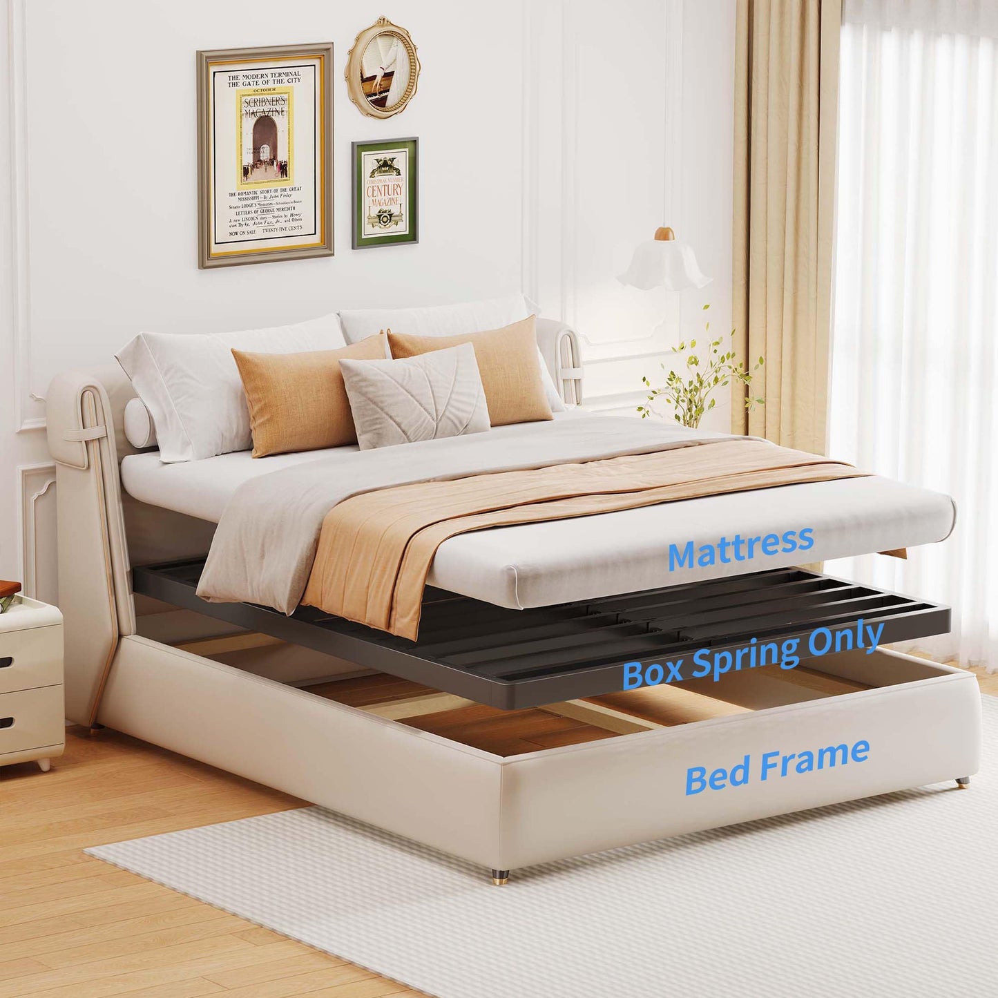 ROIL 2 Inch Queen Metal Box Spring Low Profile, Bunkie Board Bed Slat Replacement with Round Corners, 3500 lbs Capacity Heavy Duty Steel Slats, Easy Assembly, Noise Free