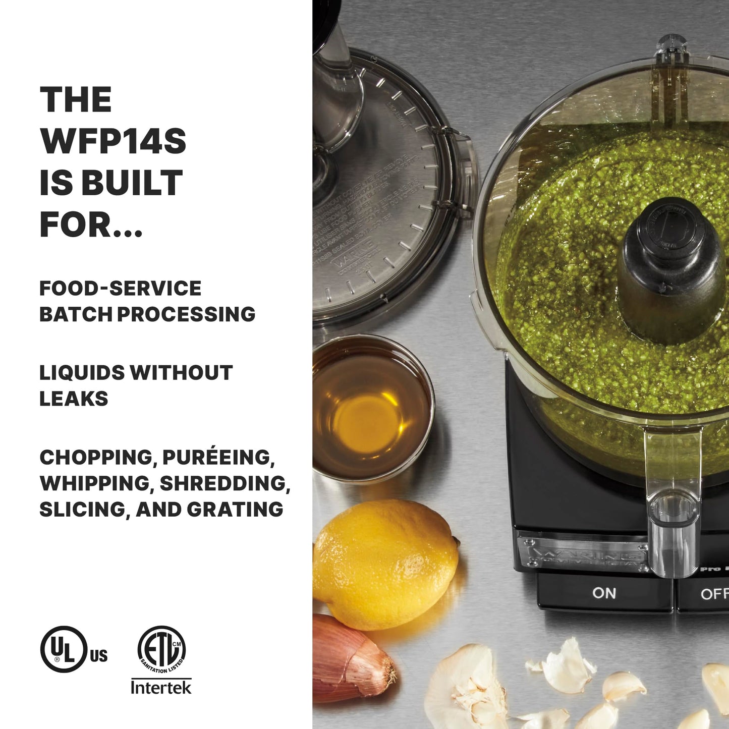 Waring Commercial WFP14S Food Processor, 3-1/2-Quart, Clear 120V, 5-15 Phase Plug